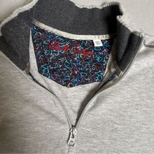 ROBERT GRAHAM MEN'S BRECKEN LIGHT PULLOVER SWEATER SIZE XL GRAY 1/4 Quarter ZIP